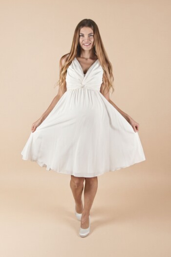 Umstandshochzeitskleid Ely kurz – Ivory – Las Perlitas Atelier – Las Perlitas Zürich