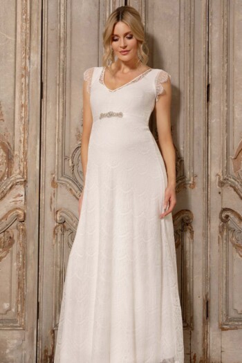 Umstandshochzeitskleid Kristin lang – Ivory – Las Perlitas Atelier – Las Perlitas Zürich