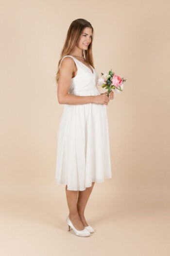 Umstandshochzeitskleid Larina kurz – Ivory – Las Perlitas Atelier – Las Perlitas Zürich