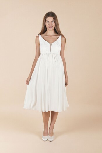 Umstandshochzeitskleid Mara kurz – Ivory – Las Perlitas Atelier – Las Perlitas Zürich