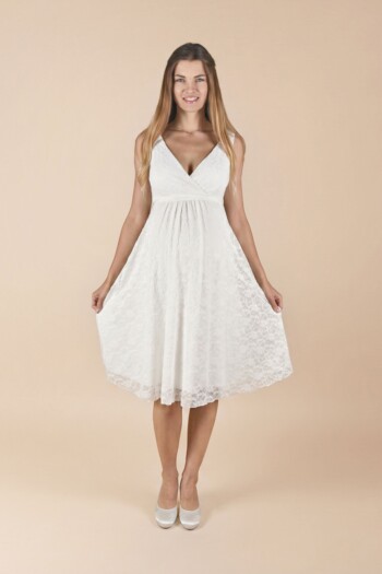 Umstandshochzeitskleid Sarina kurz – Ivory – Las Perlitas Atelier – Las Perlitas Zürich