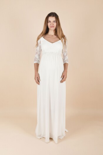 Umstandshochzeitskleid Vivien lang – Ivory – Las Perlitas Atelier – Las Perlitas Zürich
